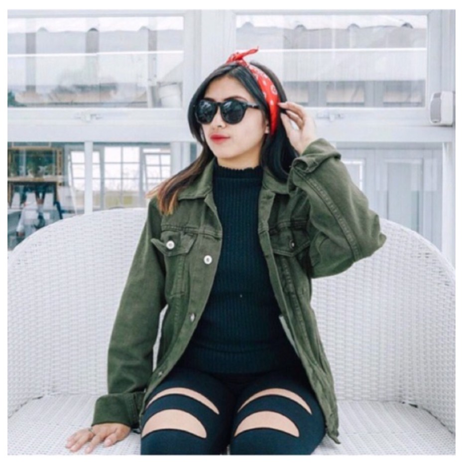 Trucker Army Jacket Jeans PREMIUM TEBAL / JAKET JEANS WARNA HIJAU ARMY smoochlabel