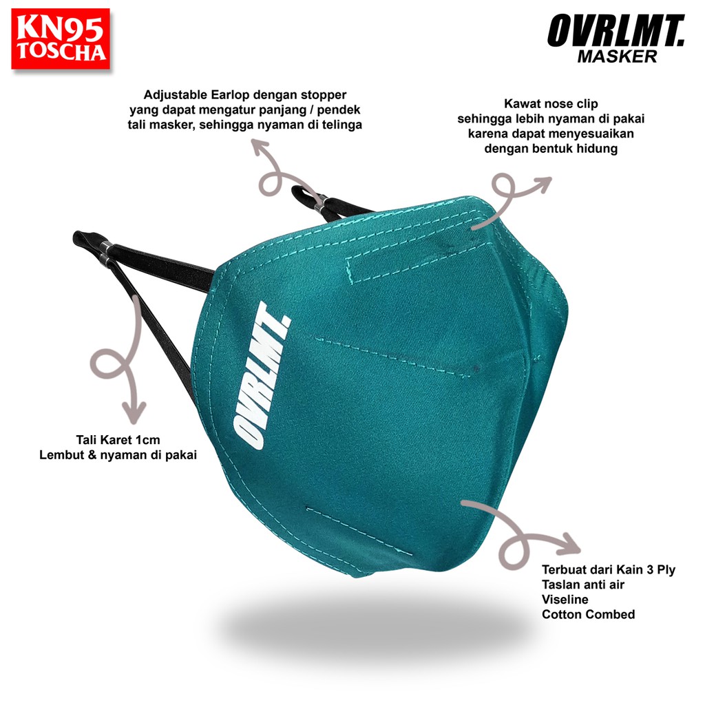 Masker Kain KN95 3Ply ( Waterproof ) Overlimit Tosca