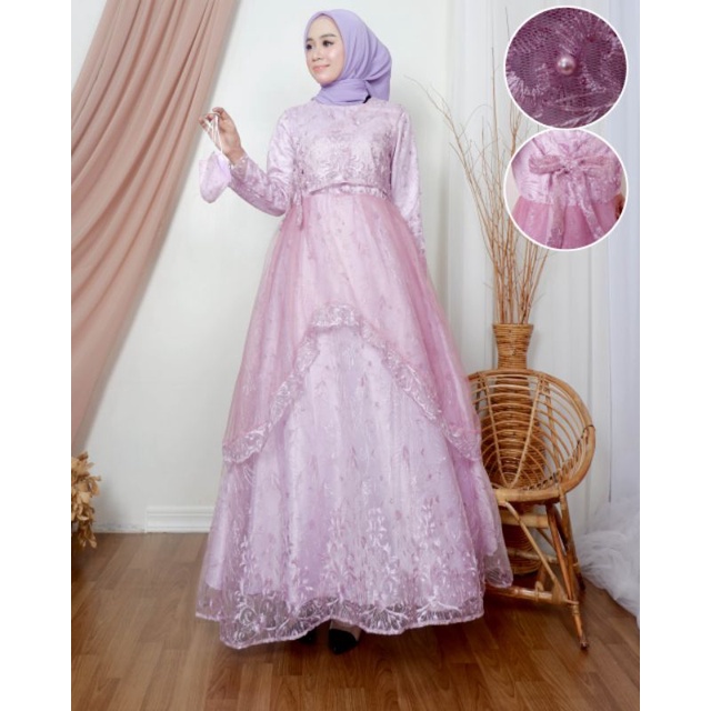 GAMIS HUMAIRA GAMIS TULLE GAMIS PESTA DRESS MUSLIM OOTD KONDANGAN