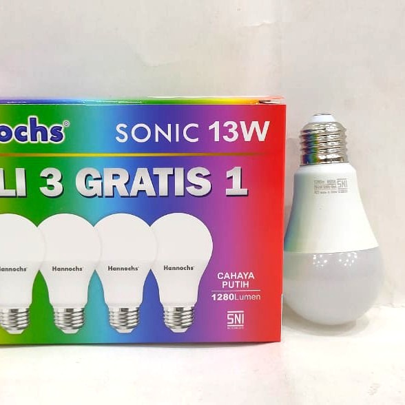 Lampu LED Hannochs Paket 13W Beli 3 Gratis 1 13 w 13 watt PUTIH