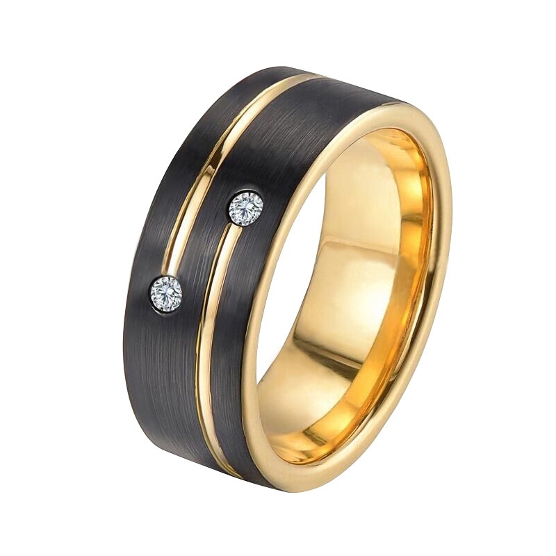 Cincin Zircon Bahan Stainless Steel Titanium Steel Untuk Pria