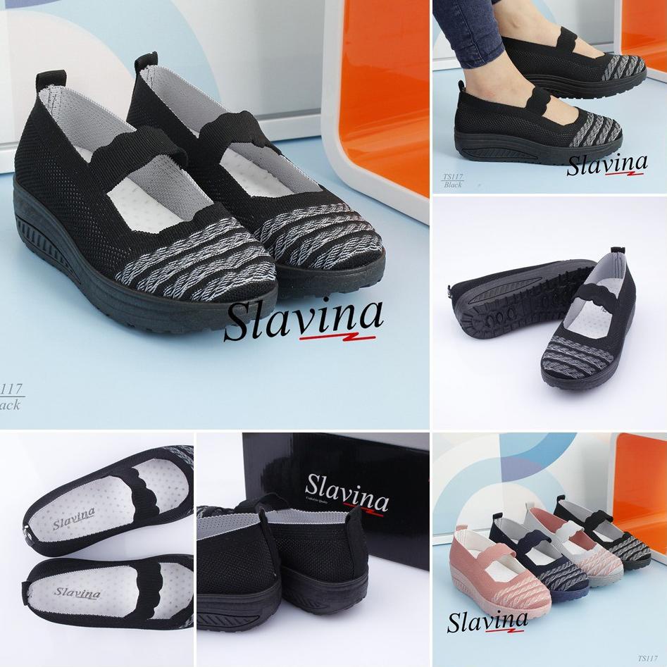 O5Q4 Sepatu Slavina Wedges TS117 TLP
