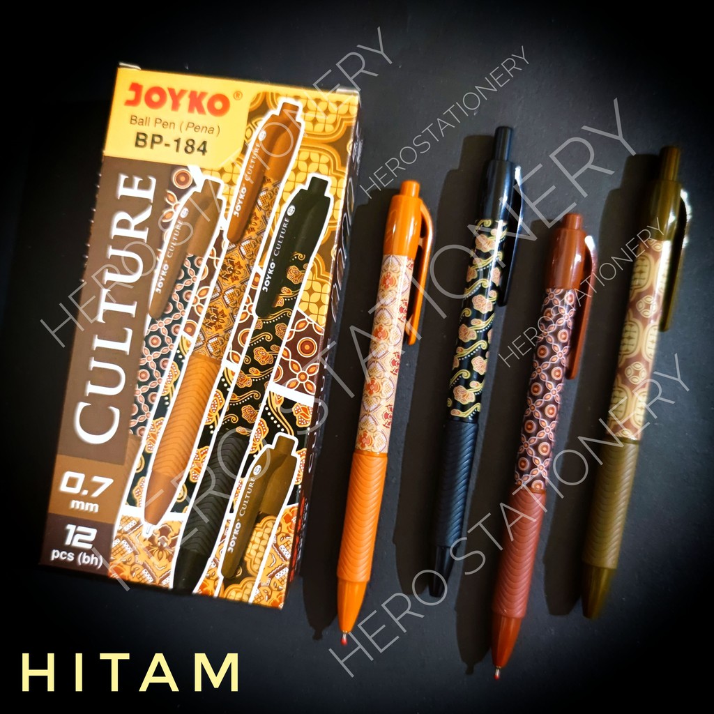 

Pena ballpoint pen joyko culture 0.7 mm BP-184 tinta hitam . 12 unit