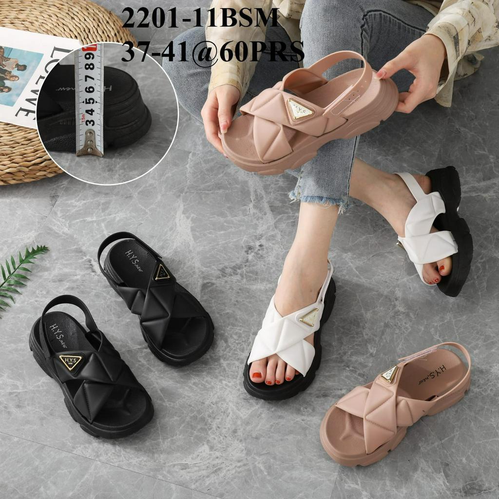 Sandal Wanita Terbaru/Sendal Wedges Tali Jelly Import HYS 2201-11 BSM/Sendal Karet Korea Kekinian