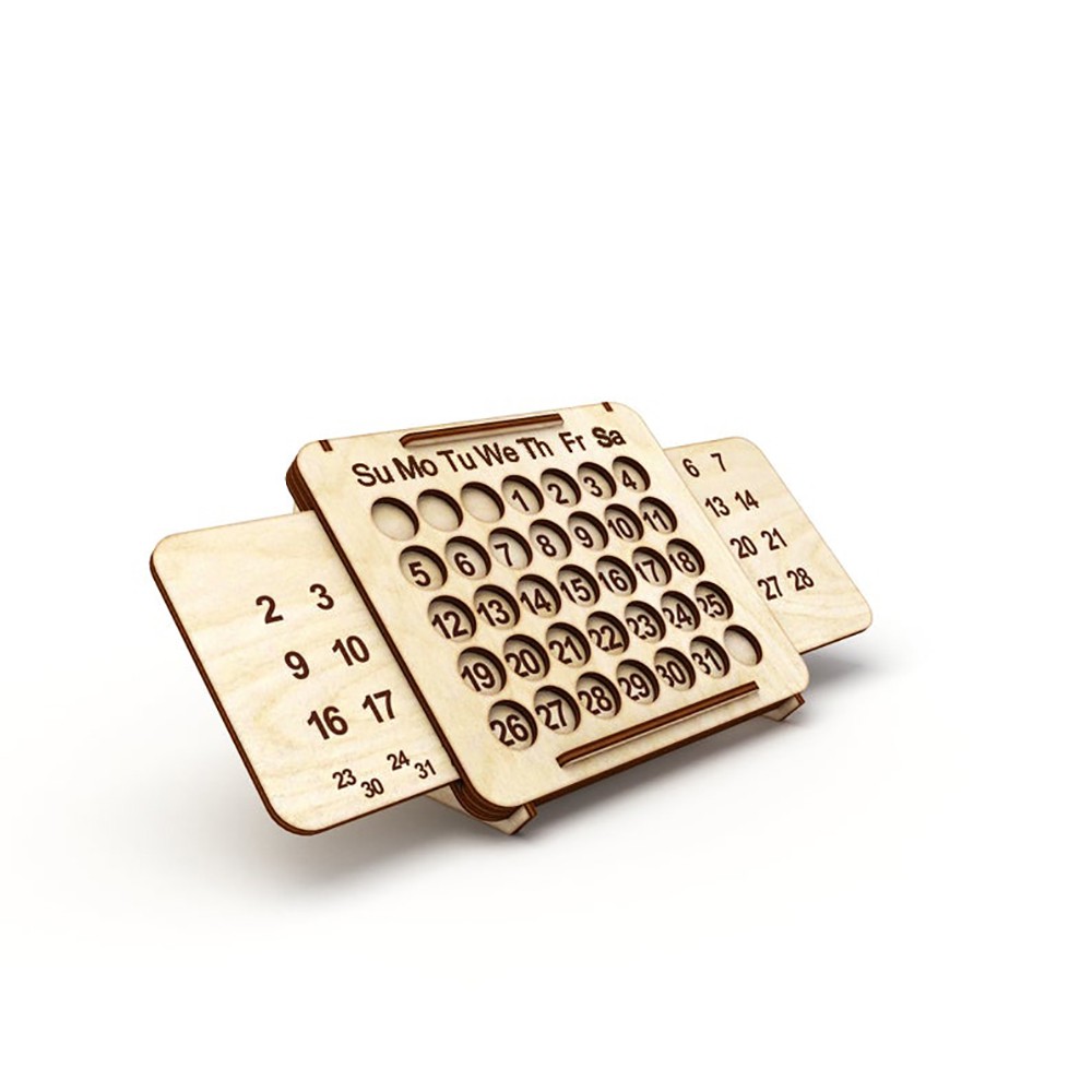 

Kalender Meja Kayu Dekorasi Laser / Perpetual calendar Laser