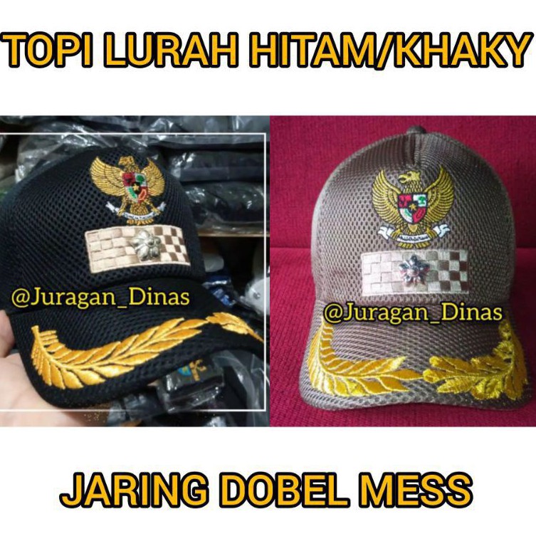 TOPI LURAH KADES KEPALA DESA HITAM KHAKI JARING DOBEL MESS