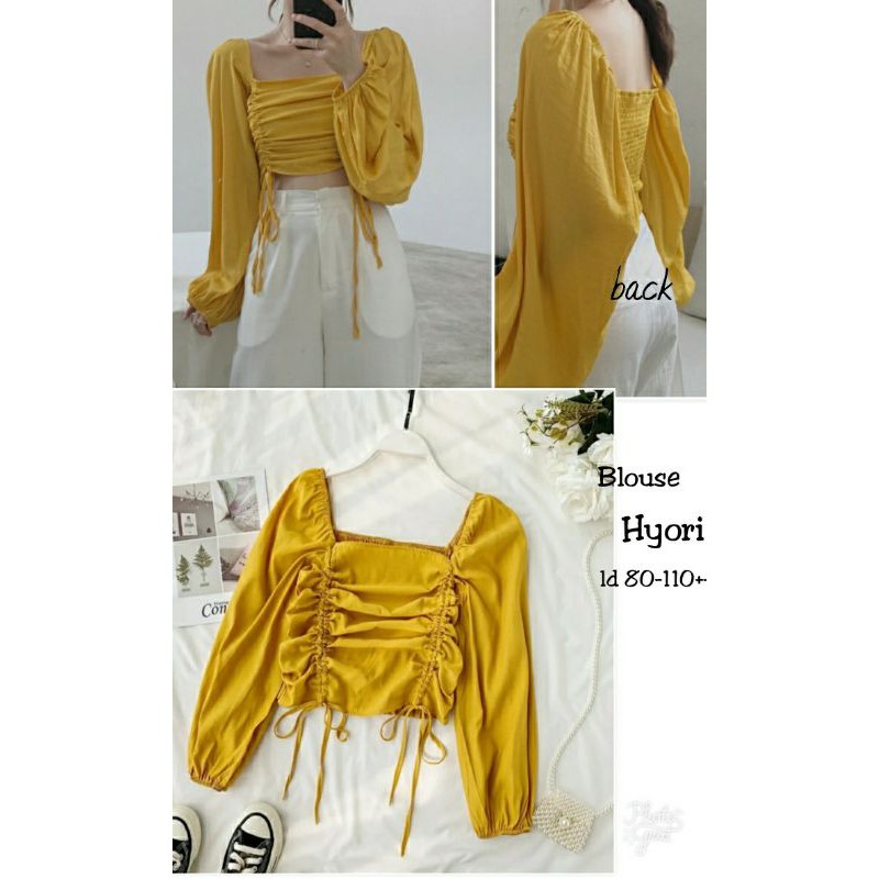 COD✔atasan wanita sabrina blouse hyori import fashion serut karet ns/pakaian wanita top blus import