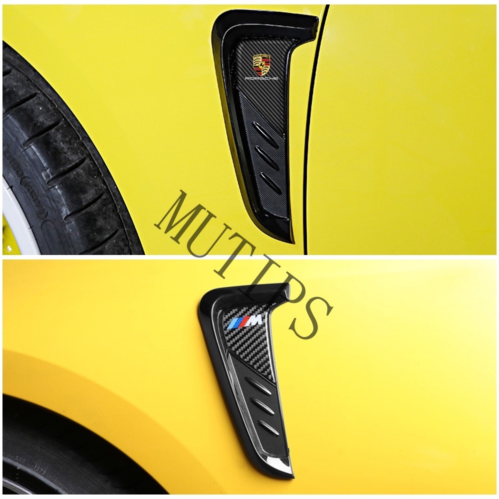 Ford 2Pcs Sticker Fender Samping Mobil Bentuk Hiu Bahan Serat Karbon Untuk Fiesta Ranger Ecosport Focus Mustang