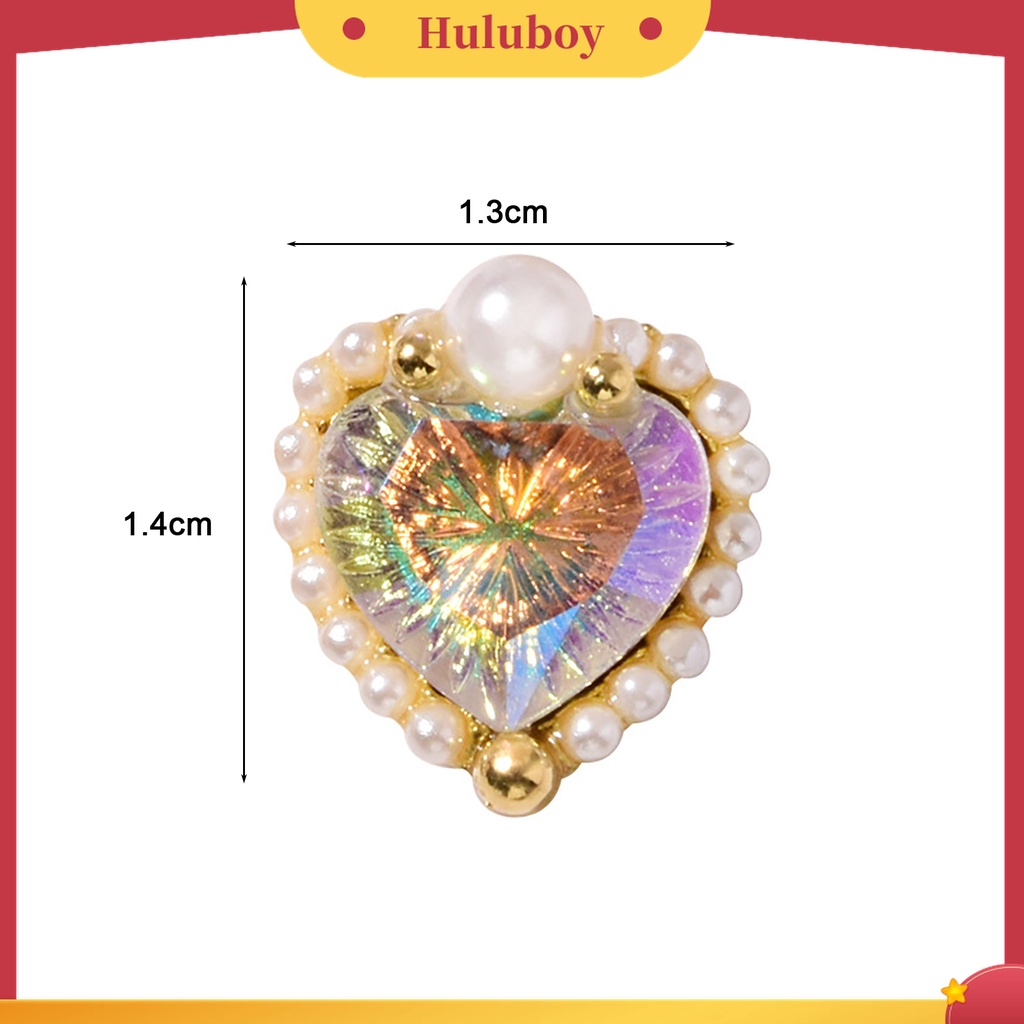 Huluboy Huluboy♡ Ornamen Berlian Imitasi Bentuk Hati Bahan Alloy Untuk Dekorasi Kuku