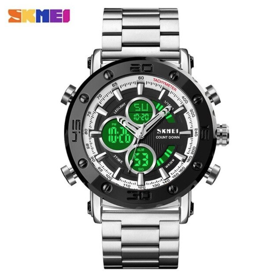 Jam Tangan Pria  SKMEI 1636 Stainless Steel Analog Digital SKMEI Original