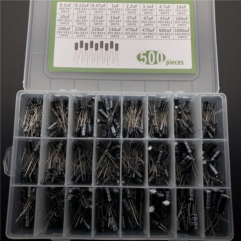 【500 PCS】Kapasitor Solund/Kapasitor Tweeter/0.1uF-1000uF Plug-in Aluminium Electrolytic Capacitor