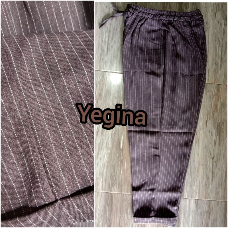 CELANA BAHAN JUMBO &amp; EXTRA JUMBO motif salur garis celana baggy wanita jumbo celana kerja impor