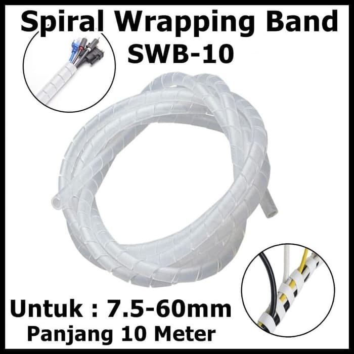 Spiral Wrapping Band Kabel Cable SWB 10 7.5mm sampai 60mm Per Bungkus