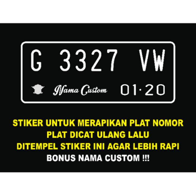 Cutting Sticker Plat Nomor Motor Bonus Nama Custom Shopee Indonesia