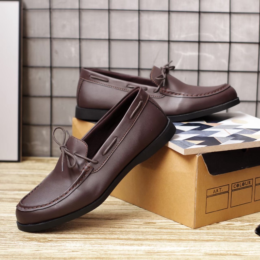 FATIMAHSHOES - Sepatu Formal Kerja Kantor Pria Kulit PU Coklat