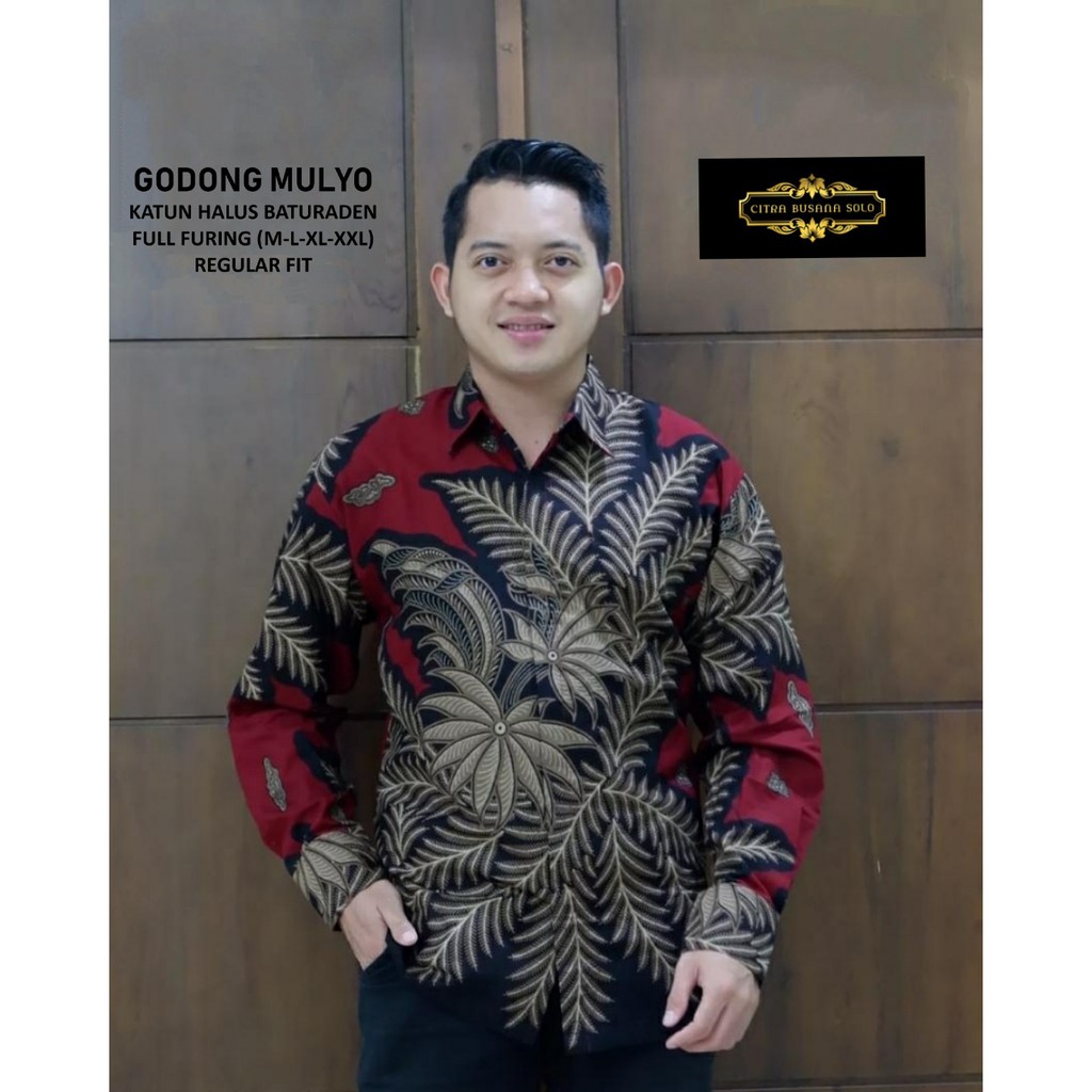 GODONG MULYO Kemeja Batik Pria Full Furing Bahan Katun Halus Baturaden