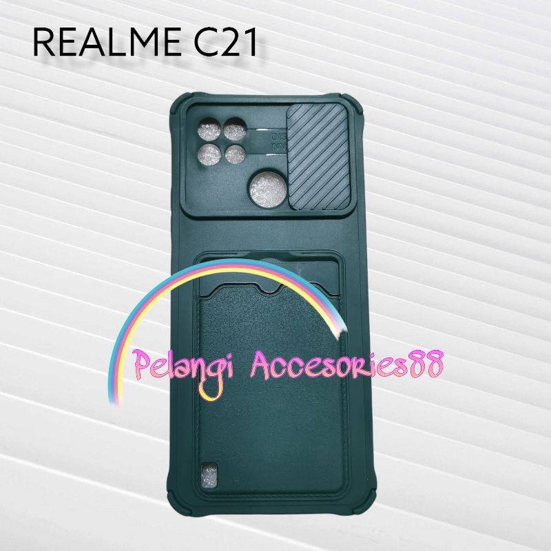 CASE REALME C21 CASE SOFTCASE SLEDING SLOT CARD WARNA WARNI