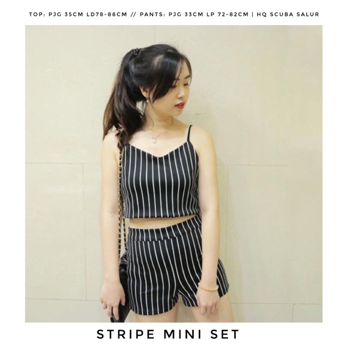 Bikini - Beachwear Wanita - Bikini Set Stripe Mini Set Bikini Baju Pantai Baju Senam Training Stripe