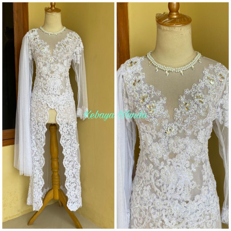 Kebaya Akad Nikah Full Payet / Kebaya Pengantin Kerah Bulat / Gaun Pengantin / Wedding Dress