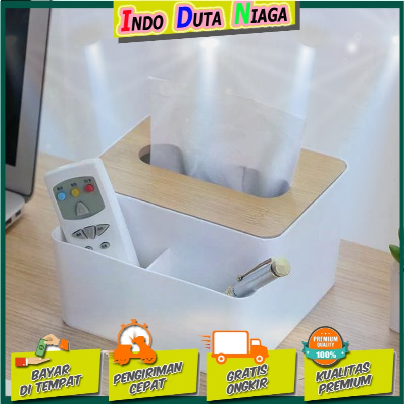 Zenxin Kotak Tisu Kayu + Remot Multifungsi Organizer Box - ZJ008