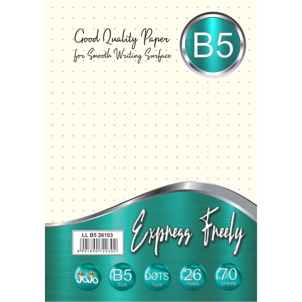 

KERTAS NOVEL BINDER B5 DOT TITIK 26 HOLES LUBANG 70 LBR BOOK PAPER LOOSE LEAF REFILL ISI ULANG KERTAS PUTIH KEKUNINGAN BROKEN WHITE