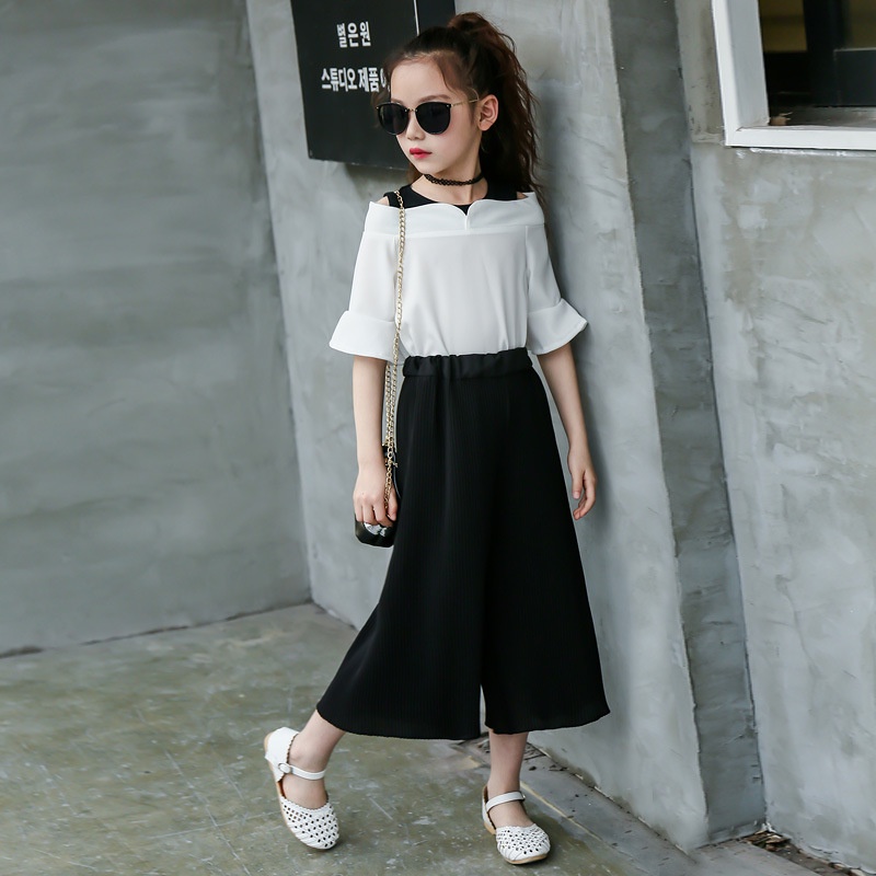 SSP32-Setelan Set Anak ABG Blouse Off Shoulder + Celana  Kulot Plisket Urban