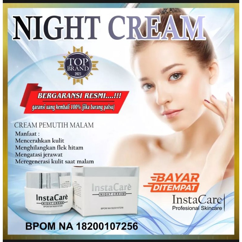 INSTACARE CREAM PEMUTIH WAJAH GLOWING BPOM - CREAM MALAM PEMUTIH WAJAH CEPAT PERMANEN ORIGINAL