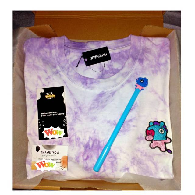 KAOS TIE DYE BT21 ANAK/ baju tie dye anak + box