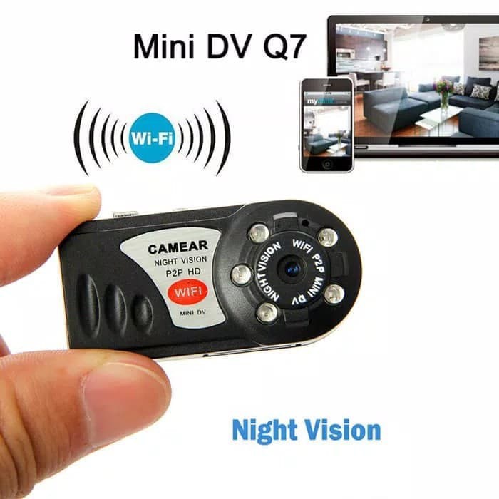 Kamera Super Mini DV Thumb Q7 HD Wifi Night Vision