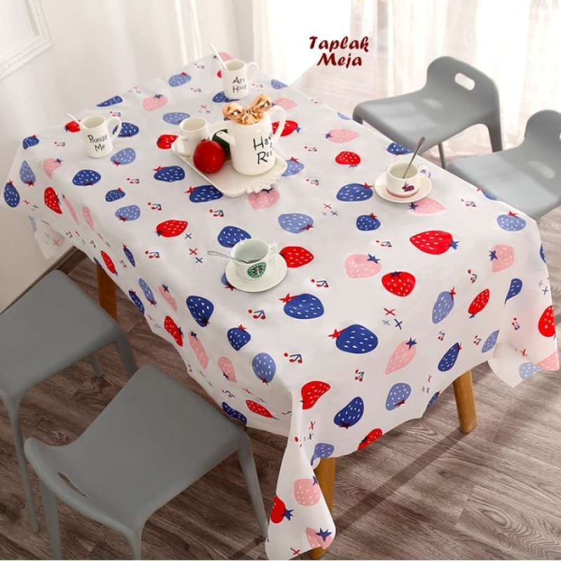 Taplak Meja Makan Rumahan Persegi Motif Modern Anti Minyak dan Anti Air Anti Licin Tahan Lama/Taplak Meja Motif Gambar Variatif Bentuk Kotak Bahan PEVA Awet