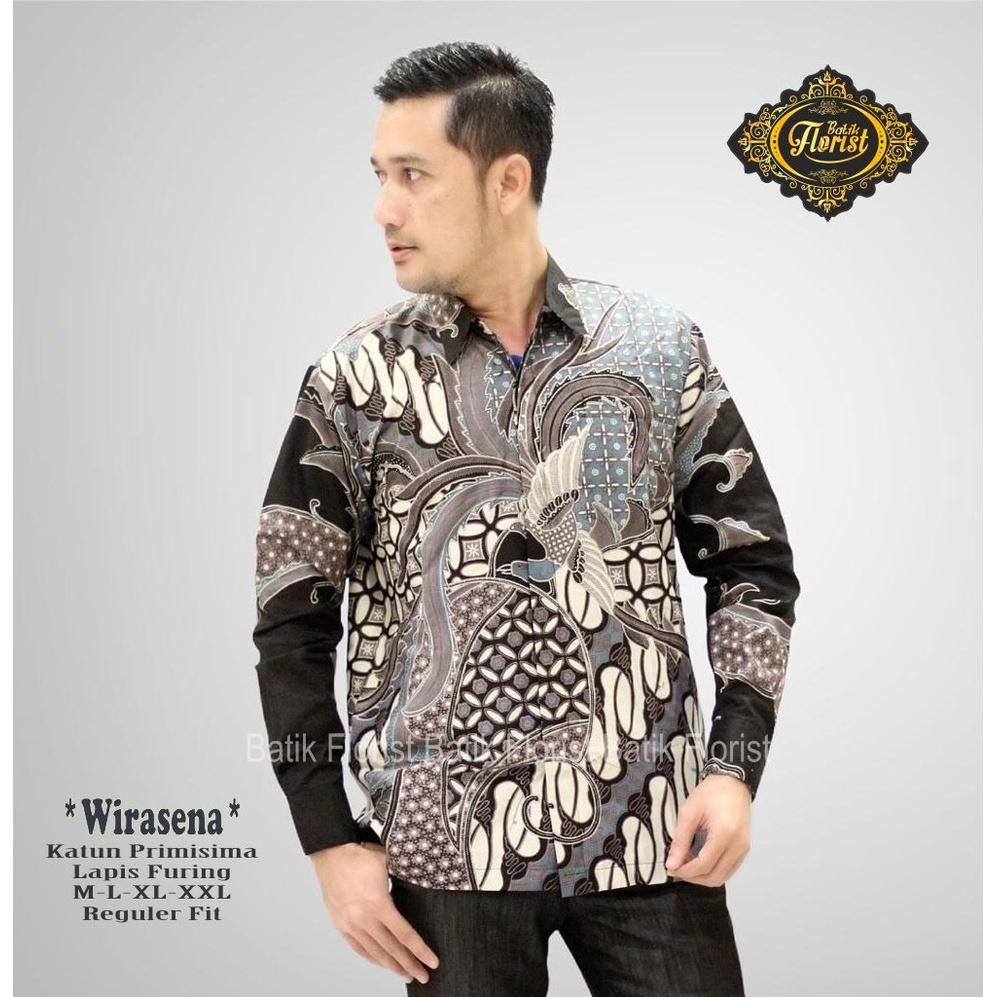 BAJU BATIK ABU SILVER GREY baju batik pria lengan panjang modern S M L XL XXL BAJU PREMIUM