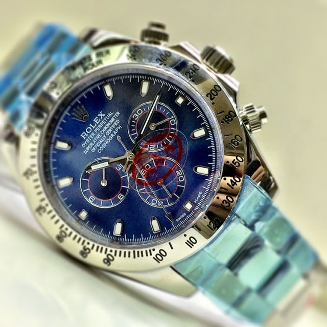 Jam Tangan Rolex Daytona Perpetual Oyster Cosmograph Silver Biru