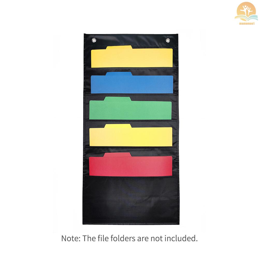 Hanging Wall File Organizer Large 5 Pockets Storage Pocket Chart with 2 Hangers Folder Holder Document Organizer for Office School Classroom Library Home