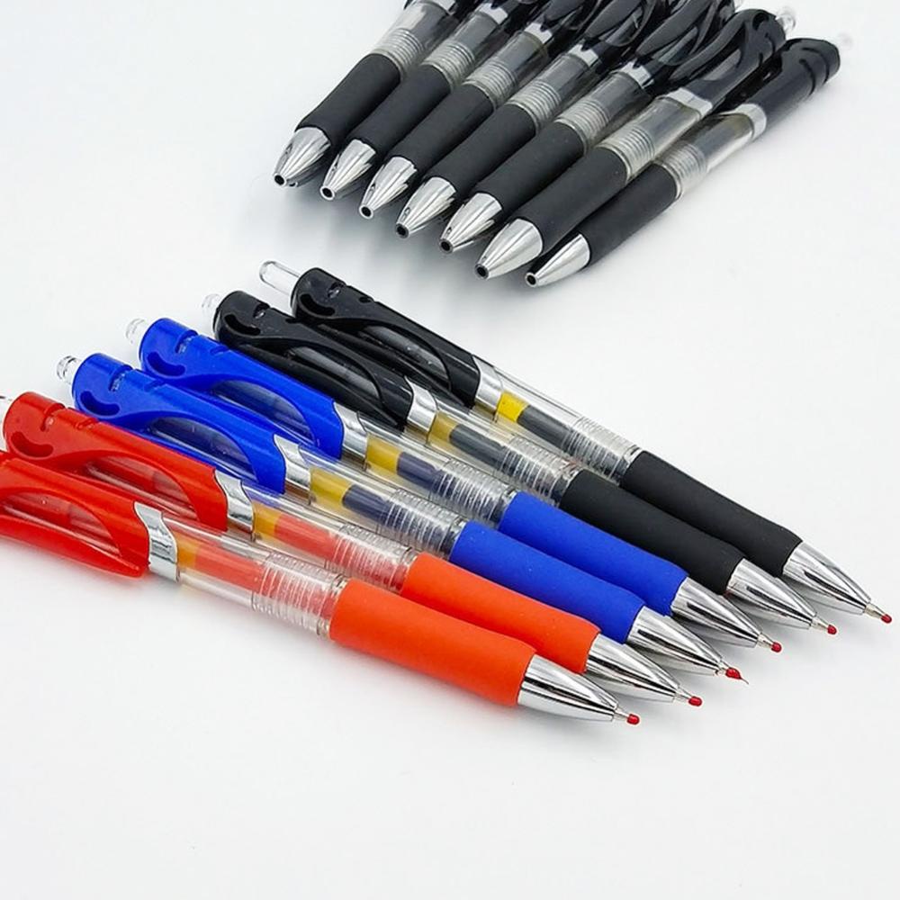 Timekey 5pcs / set Pulpen Gel 0.5mm Retractable Warna Hitam / Biru / Merah Kapasitas Besar Untuk Sekolah / Kantor B9W4