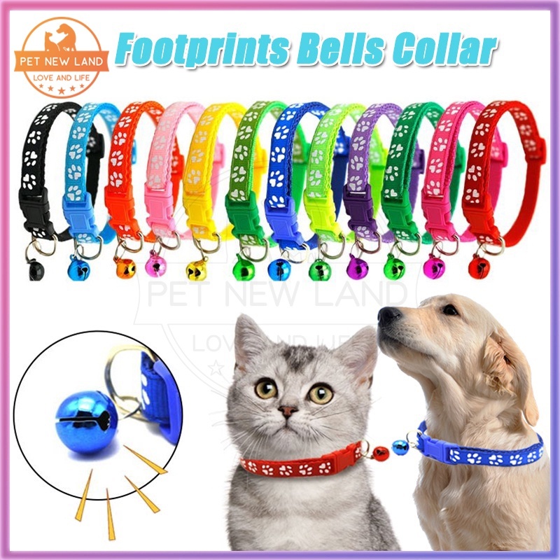 Kalung Kucing Kalung Anjing Bermotif Jejak Kucing Lonceng Pet Collar Aksesoris Hewan