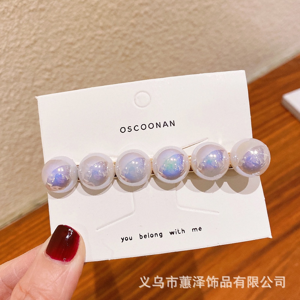 Jepit Rambut Model duckbill Aksen Mutiara Warna mermaid Untuk Perempuan