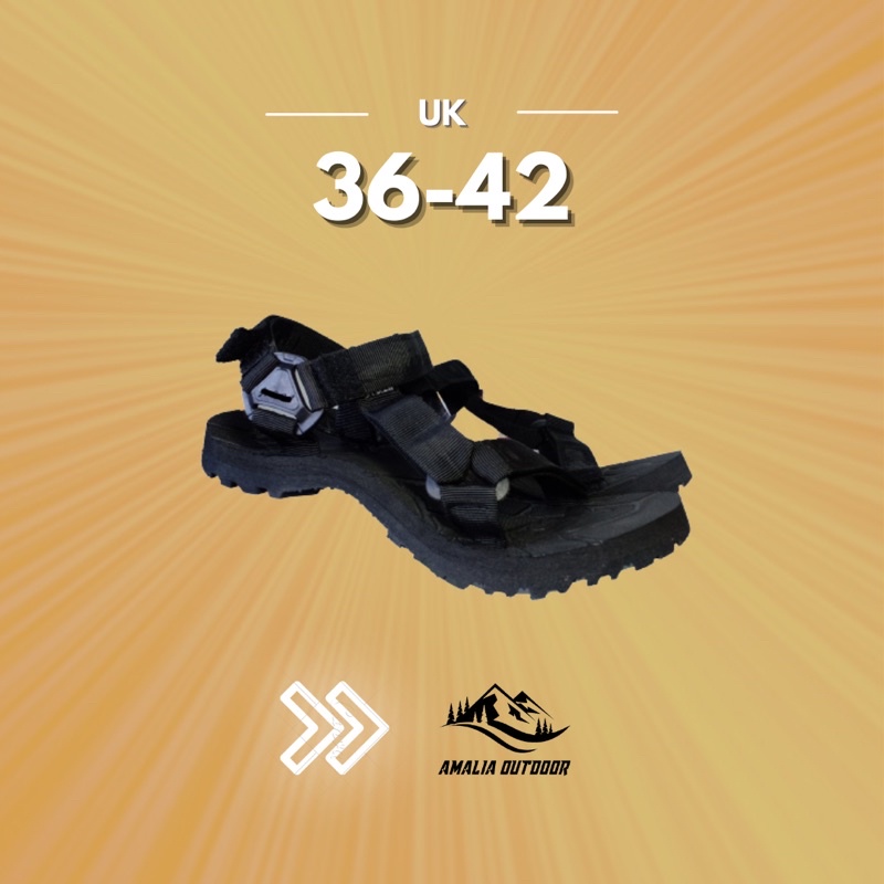 Sandal gunung / sandal pendaki gunung / sandal outdoor / sandal adventure / sandal hiking / sandal gunung pria wanita berkualitas / sandal gunung wanita original best seller-Hitam
