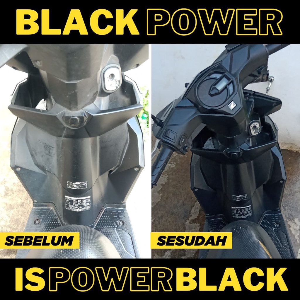 Black Power Penghitam Permanen Body Motor dan Mobil | Penghitam Dasboard Body Kasar Perfect Black | Trim Restorer Semir Hitam Body Motor | Pengkilap Bodi Plastik Import