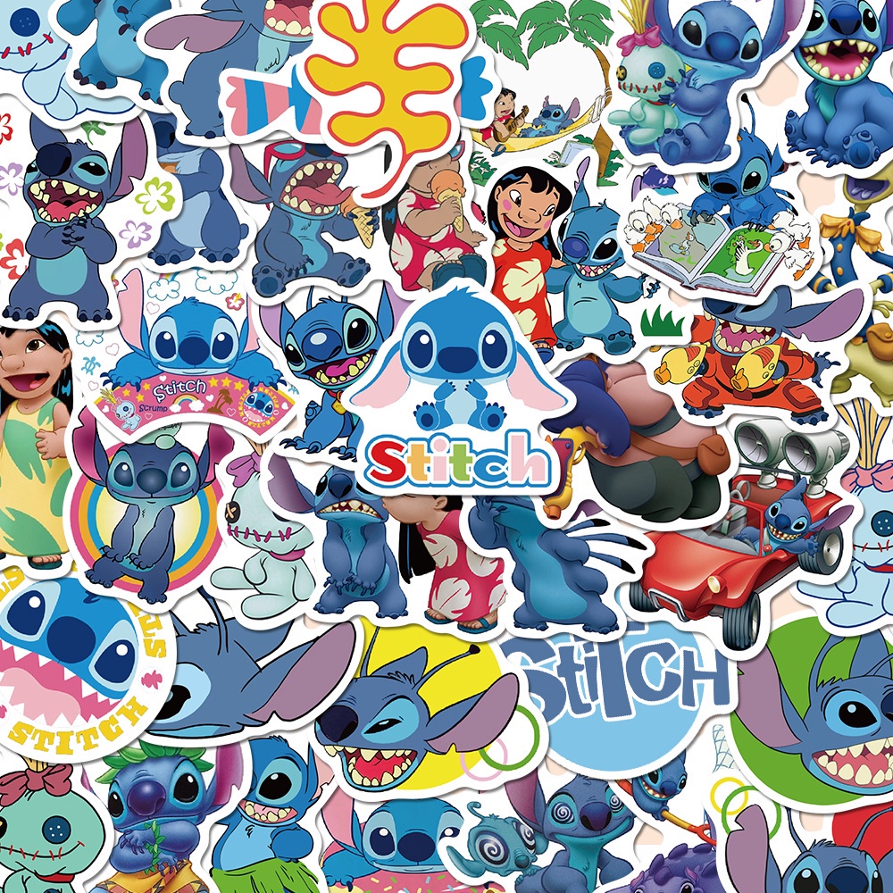 50 Pcs Stiker Motif Kartun Lilo &amp; Stitch Tahan Air Untuk Dekorasi Laptop / Cangkir Air