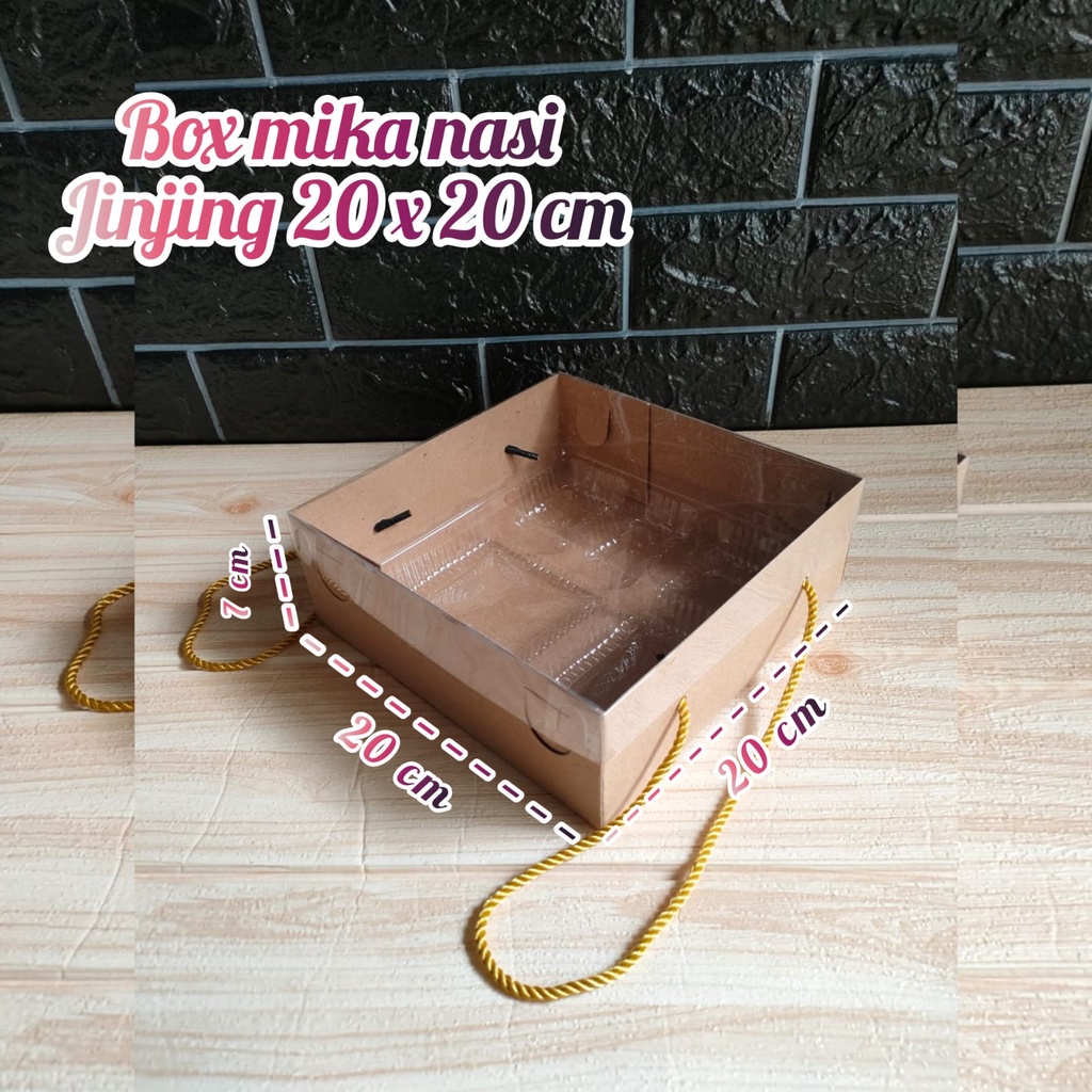 Box mika nasi jinjing uk 20 x 20 / box coklat kraft mika jinjing per PACK