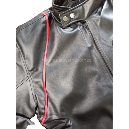 Jaket pria Jaket motor Semi Kulit List/Strip Merah