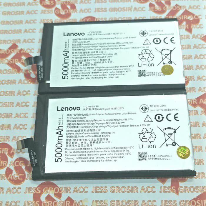 Baterai Original LENOVO BL244 , BL-244 , Vibe P1 , PC158 , C58 , C72