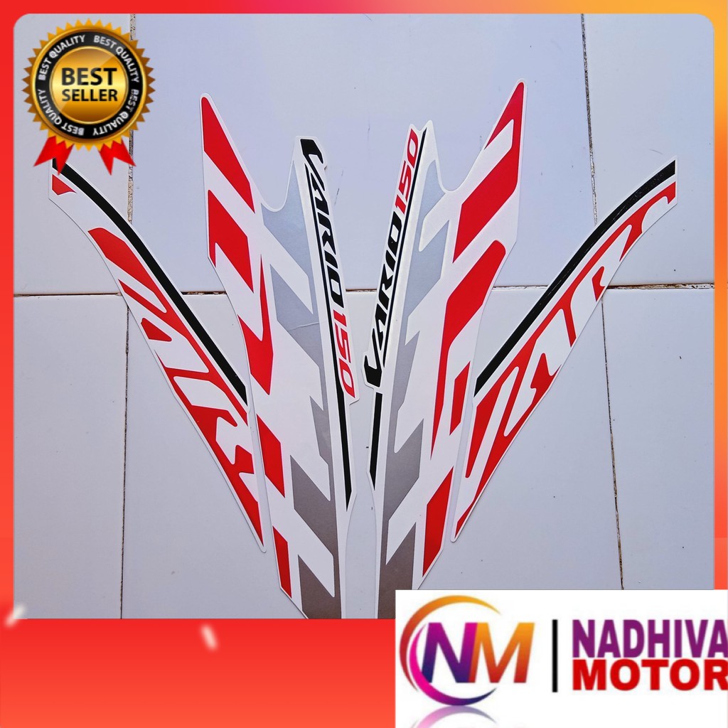 stiker striping motor Honda vario 150 2020 putih merah