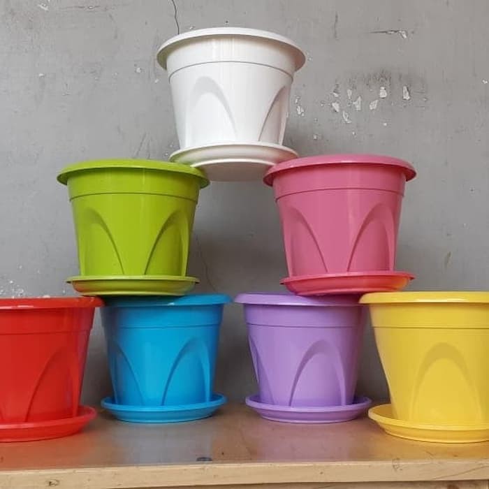 Dijual pot bunga warna warni NANAS 20cm+tatakan bawah - Biru Muda Murah