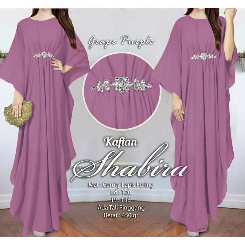 Arnis Shabira Kaftan Original Busui Friendly Ceruty Babydoll-Grape
