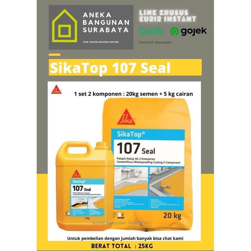 Sikatop 107 Seal Sika Top set 2 komponen : 20kg + 5kg - khusus kurir instant cat pelapis anti bocor 