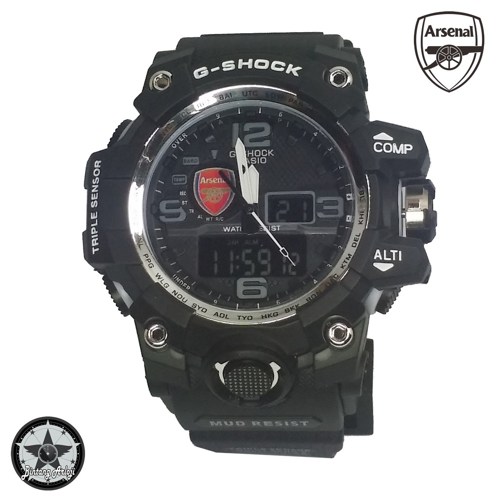 { EXCLUSIVE } JAM TANGAN ARSENAL DUAL TIME (LIST PUTIH)