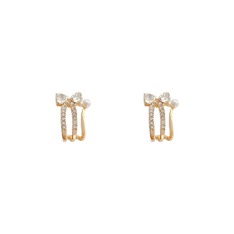 Anting Tusuk Sterling silver 925 Desain Pita Hias Zircon + Mutiara Untuk Wanita