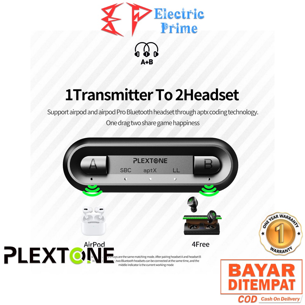 PLEXTONE GS2 Bluetooth 5.0 HD Audio USB Transceiver 2 Headset Airpods Earphone