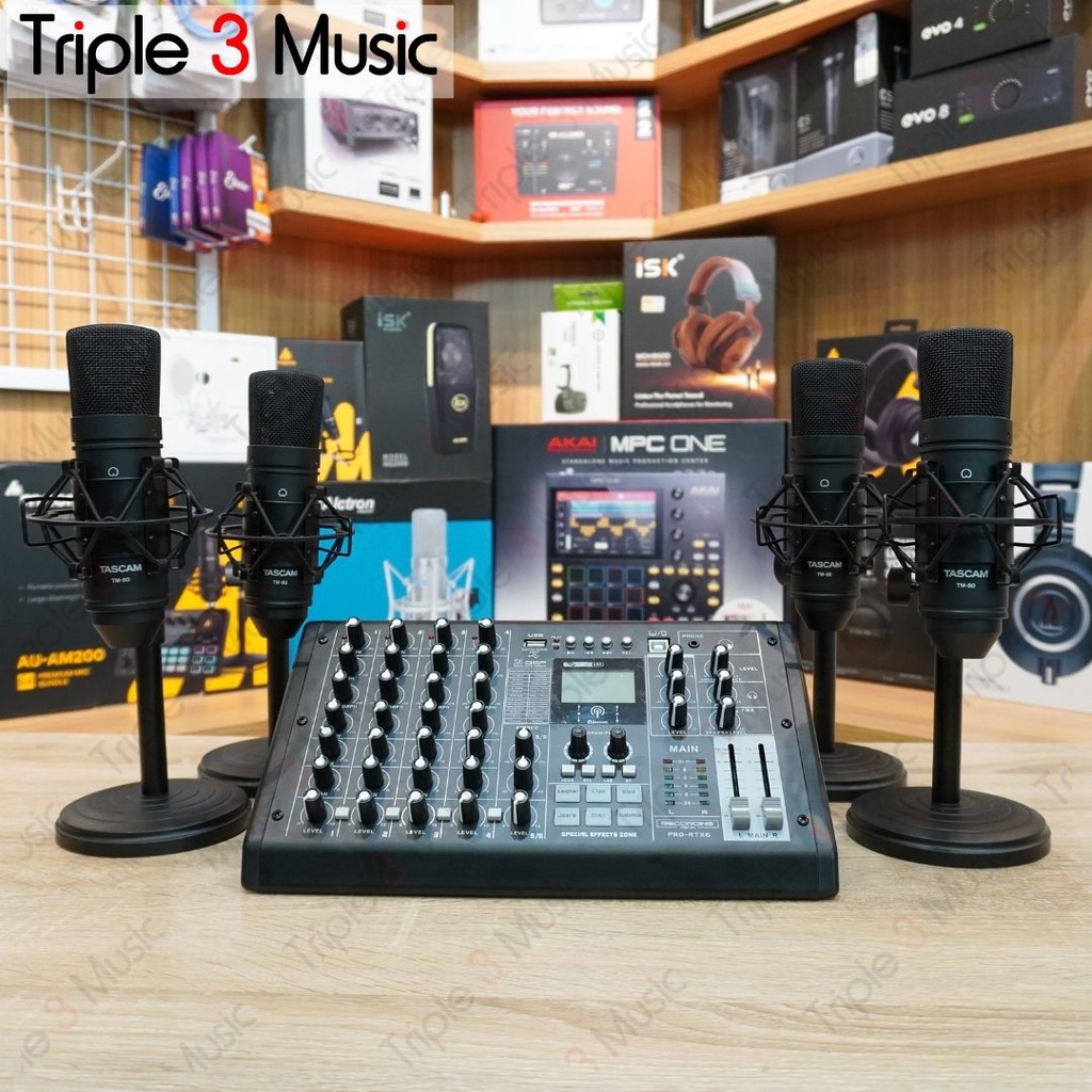 Paket Podcast 4 orang Recording tech Pro RTX6 Mixer USB WITH tascam